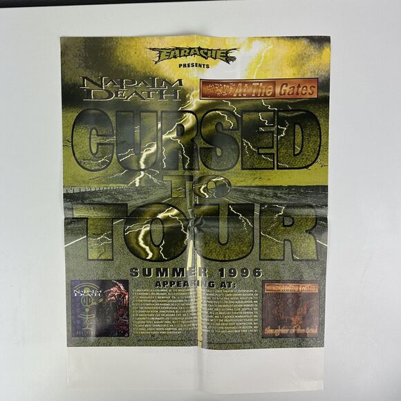 1996 Napalm Death Cursed Tour & Carcass Swansong Double Sided Promo Poster VTG - Picture 1 of 7